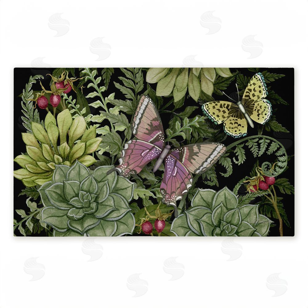 Nicole Tamarin Dark Succulents Midnight Garden Unwoven Outdoor Door Mat