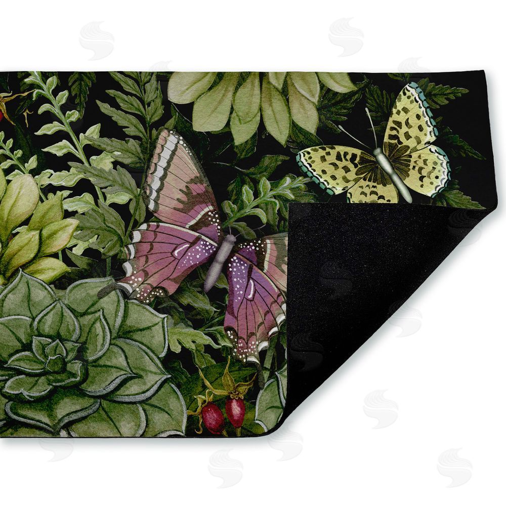Nicole Tamarin Dark Succulents Midnight Garden Unwoven Outdoor Door Mat