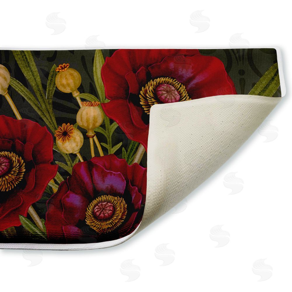 Nicole Tamarin Red Poppy Midnight Garden Plush Bathroom Floor Mat