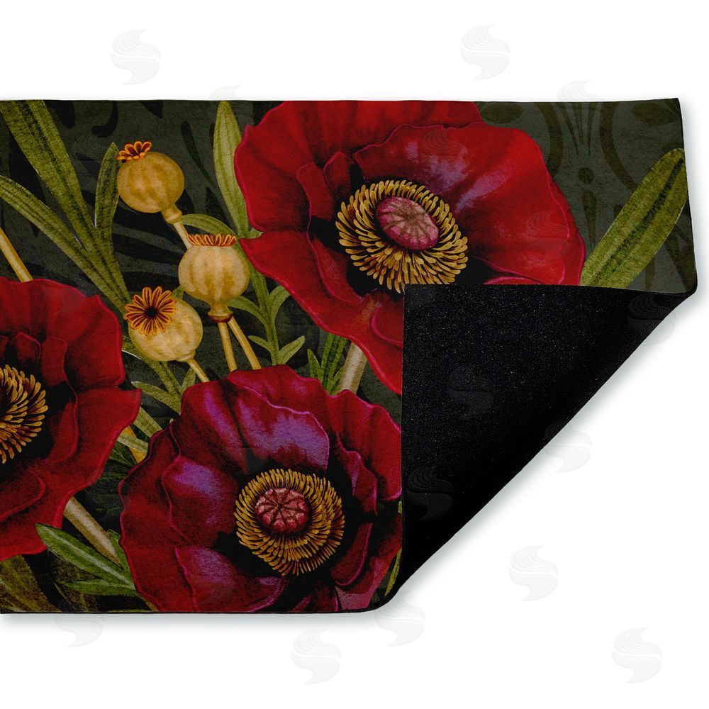 Nicole Tamarin Red Poppy Midnight Garden Unwoven Outdoor Door Mat