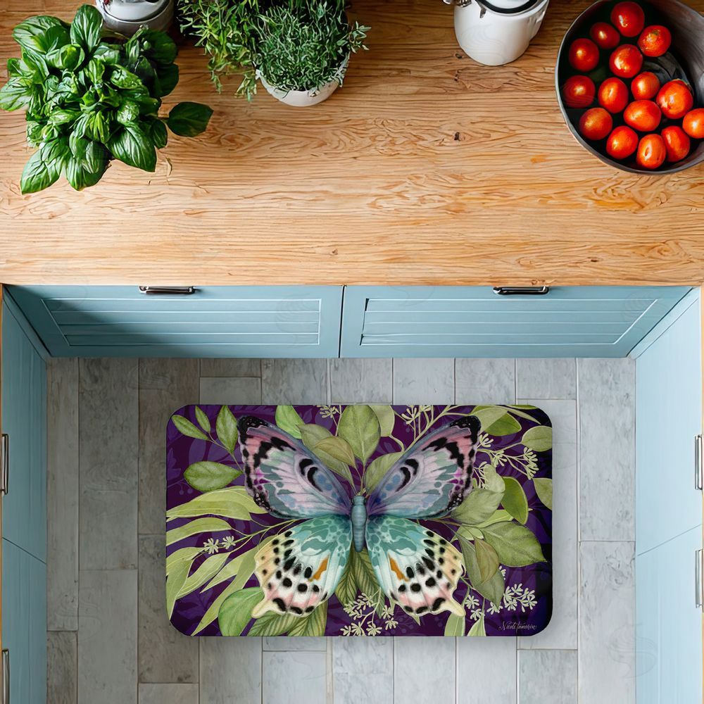 Nicole Tamarin Midnight Butterfly Garden Kitchen Floor Mat