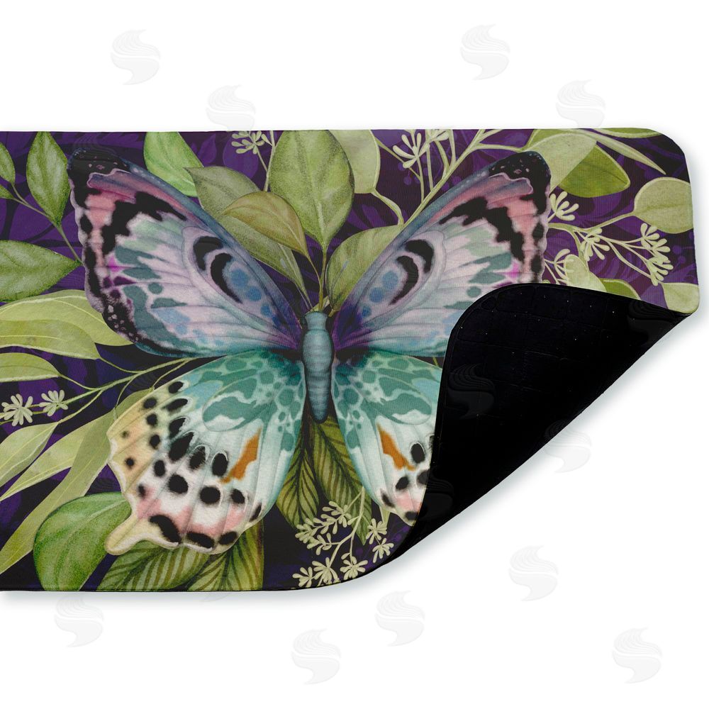 Nicole Tamarin Midnight Butterfly Garden Kitchen Floor Mat