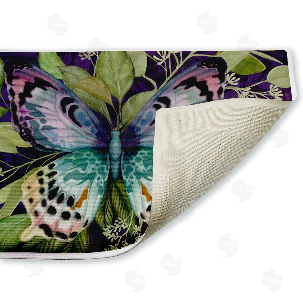 Nicole Tamarin Midnight Butterfly Garden Plush Bathroom Floor Mat