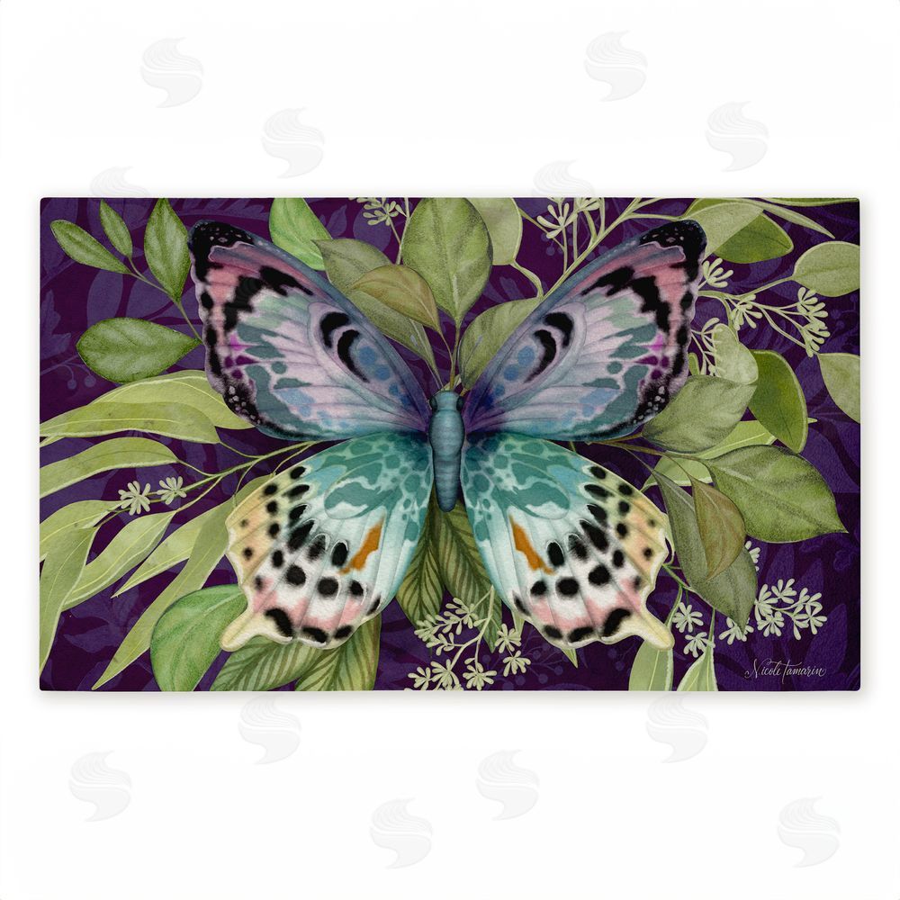 Nicole Tamarin Midnight Butterfly Garden Unwoven Outdoor Door Mat