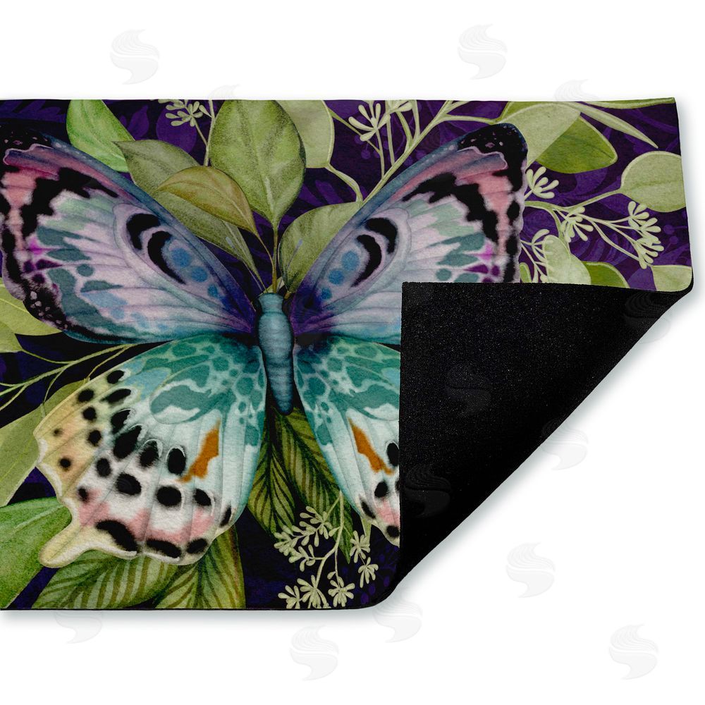 Nicole Tamarin Midnight Butterfly Garden Unwoven Outdoor Door Mat