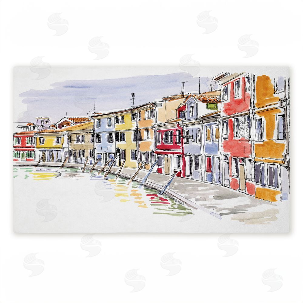 Tim Coffey Quaint Coastal Town Buildings Unwoven Outdoor Door Mat