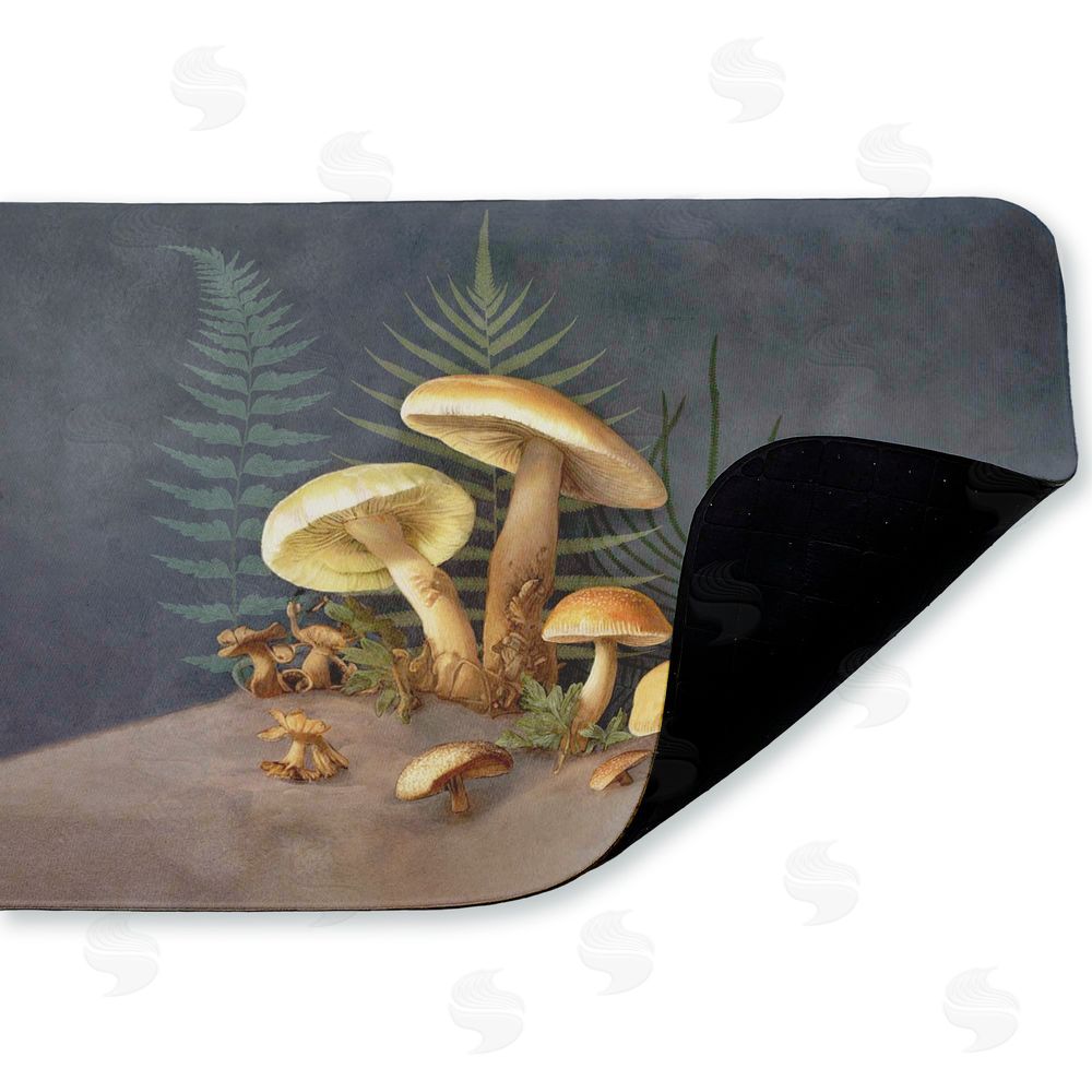 Tim Coffey Mushrooms & Ferns on Blue Kitchen Floor Mat