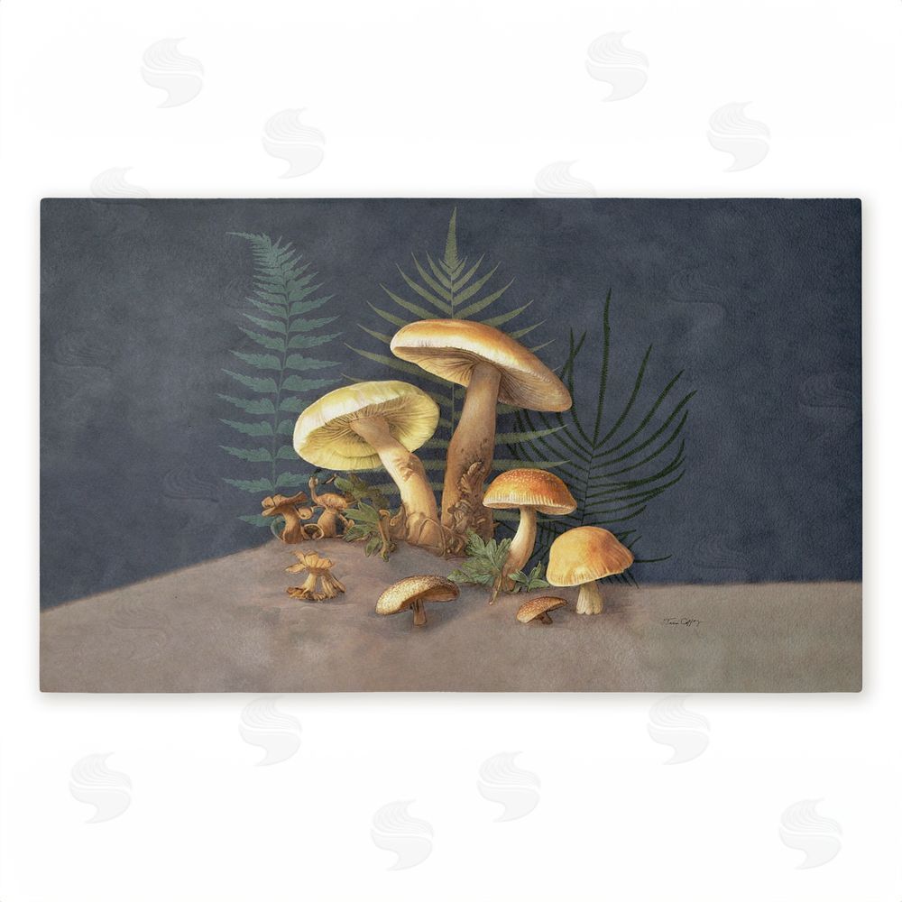 Tim Coffey Mushrooms & Ferns on Blue Unwoven Outdoor Door Mat