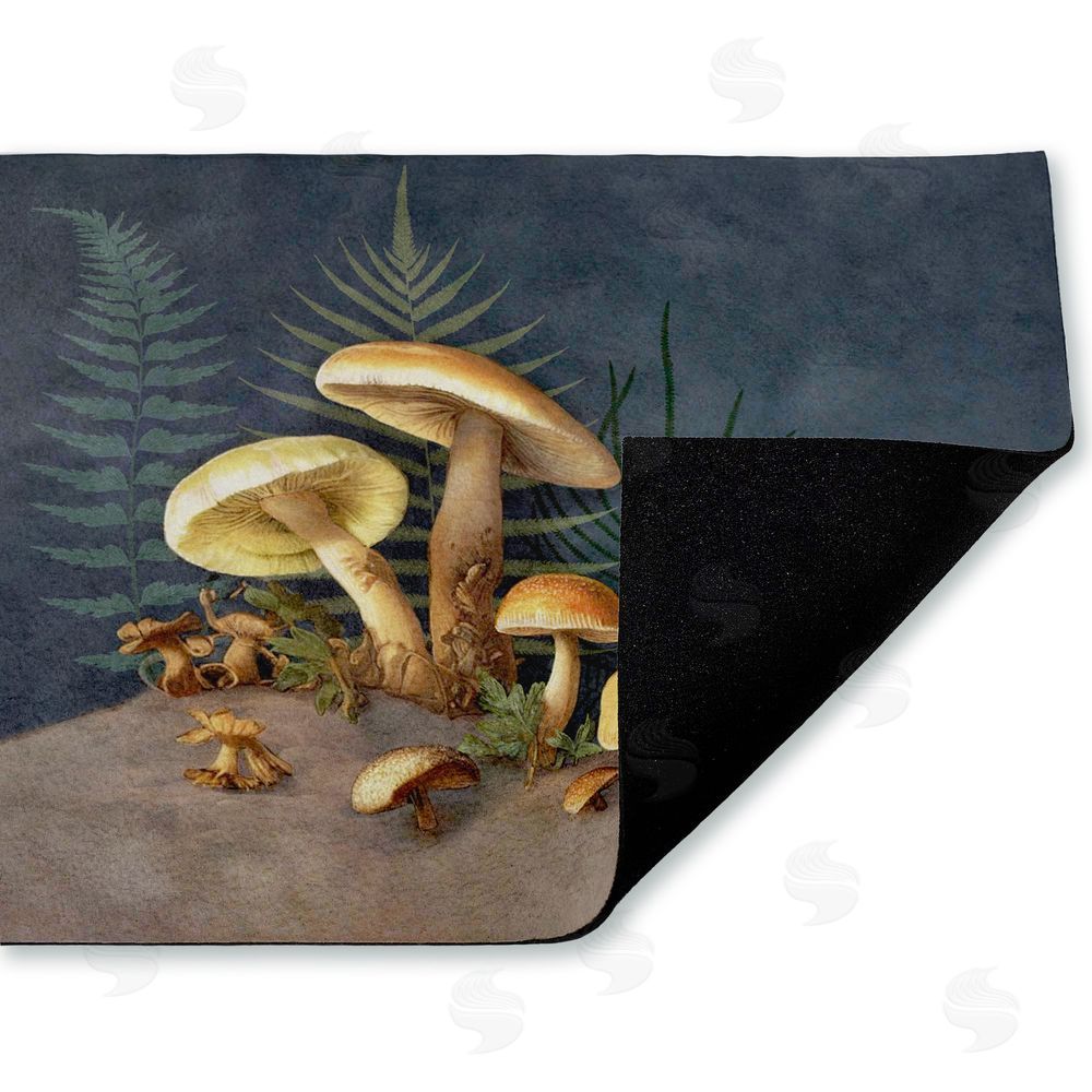 Tim Coffey Mushrooms & Ferns on Blue Unwoven Outdoor Door Mat