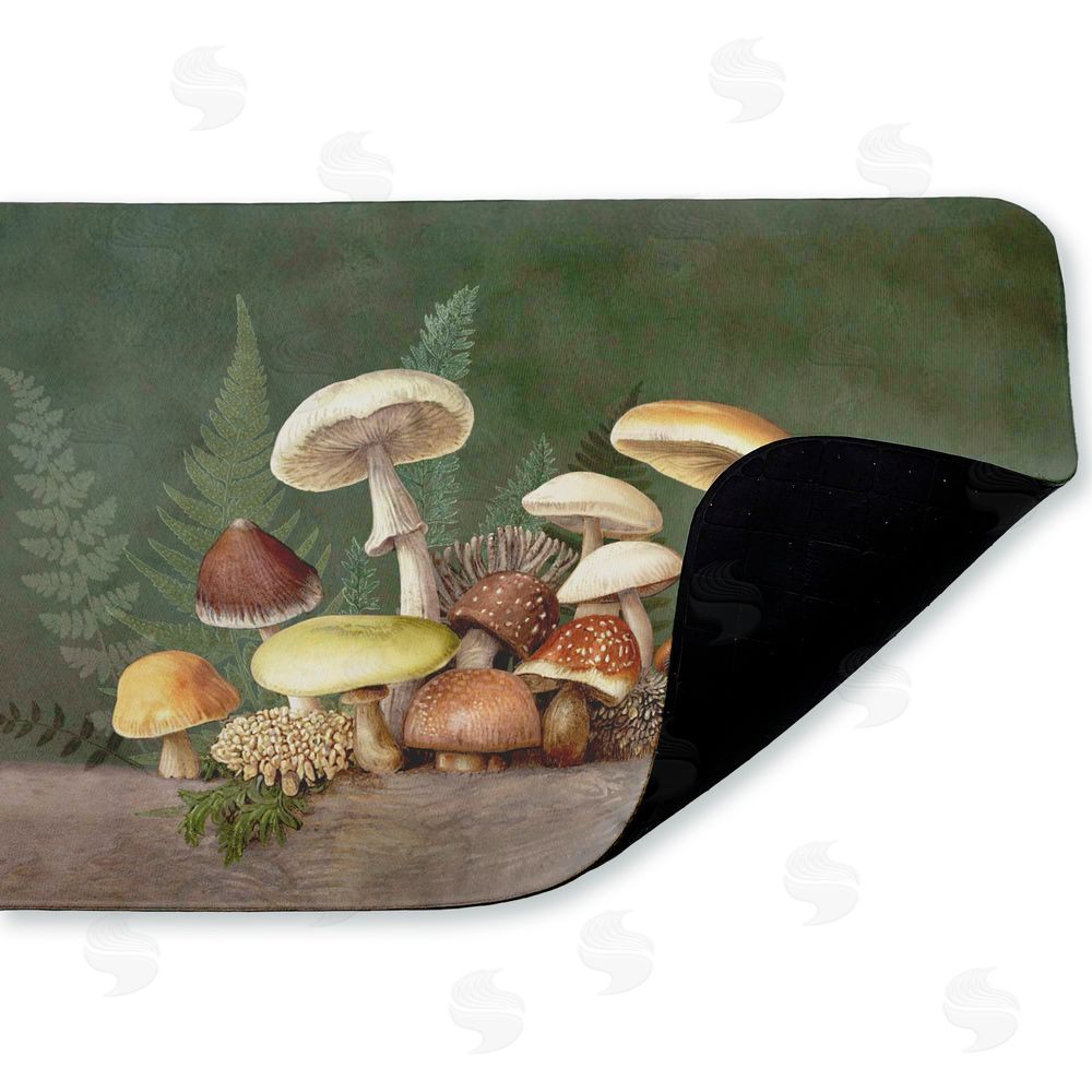 Tim Coffey Mushrooms & Ferns on Green Kitchen Floor Mat
