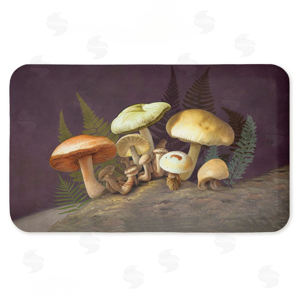 Tim Coffey Mushrooms & Ferns on Purple Kitchen Floor Mat