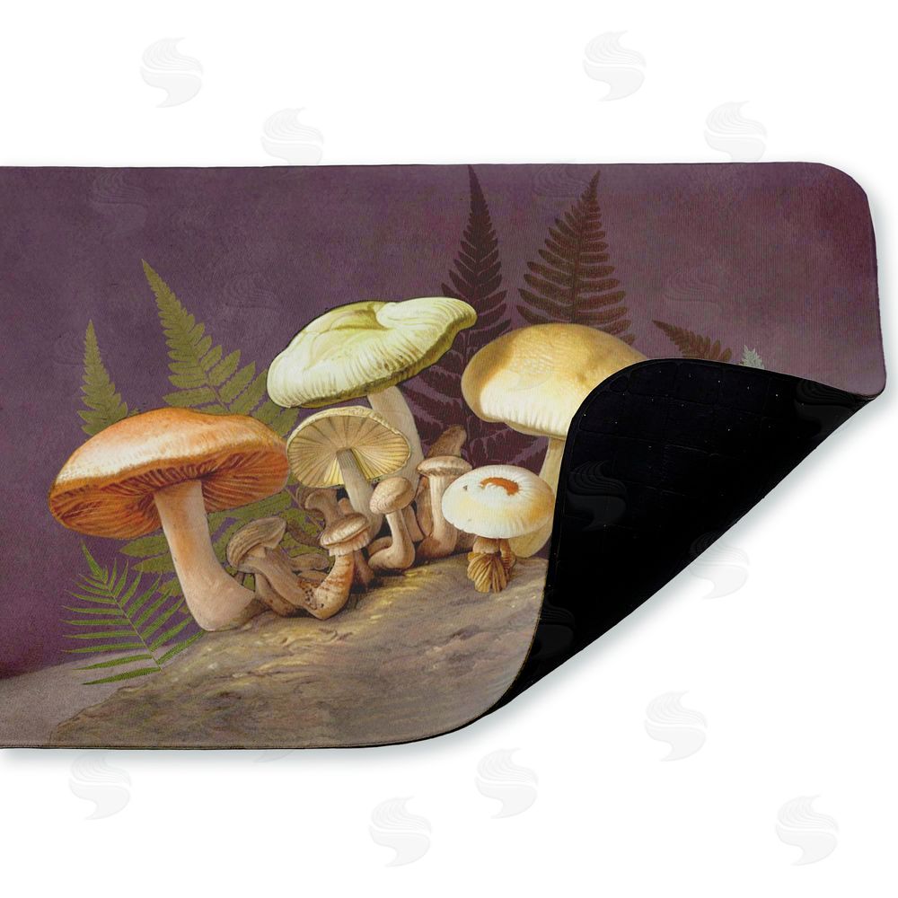 Tim Coffey Mushrooms & Ferns on Purple Kitchen Floor Mat