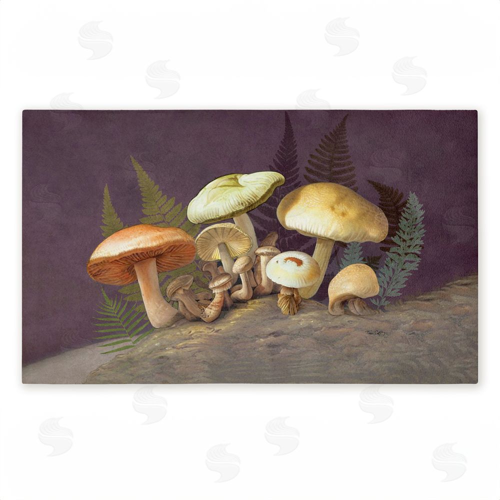 Tim Coffey Mushrooms & Ferns on Purple Unwoven Outdoor Door Mat