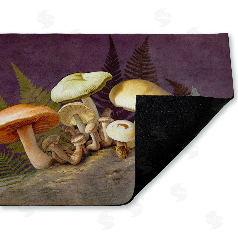 Tim Coffey Mushrooms & Ferns on Purple Unwoven Outdoor Door Mat