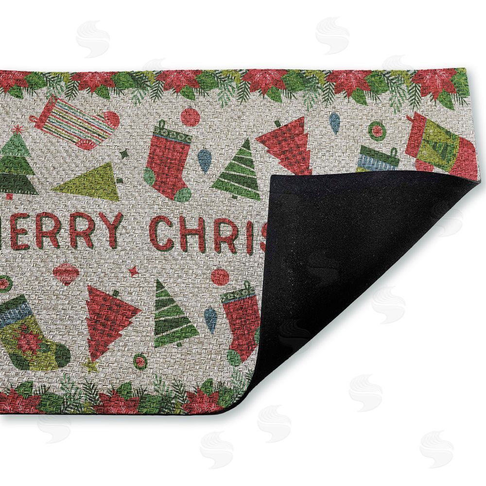 Suzanne Nicoll Christmas Merriment Stockings Outdoor Faux Sisal Door Mat