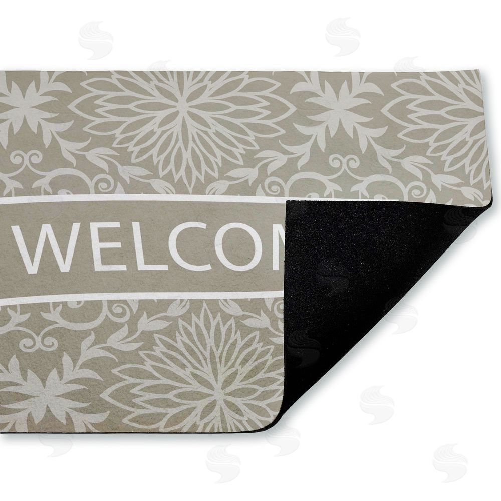 Tim Coffey Green Damask Welcome Unwoven Outdoor Door Mat
