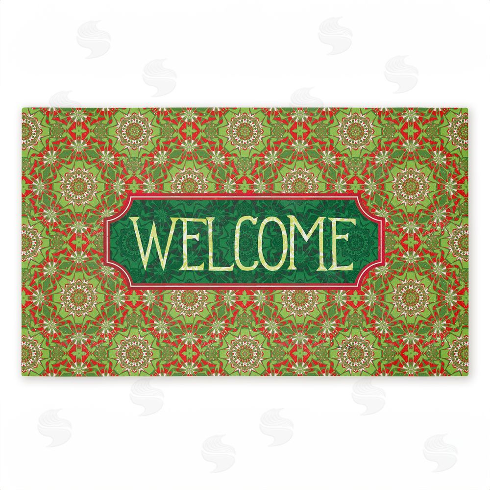 Tim Coffey Green Fractal Kaleidoscope Welcome Unwoven Outdoor Door Mat