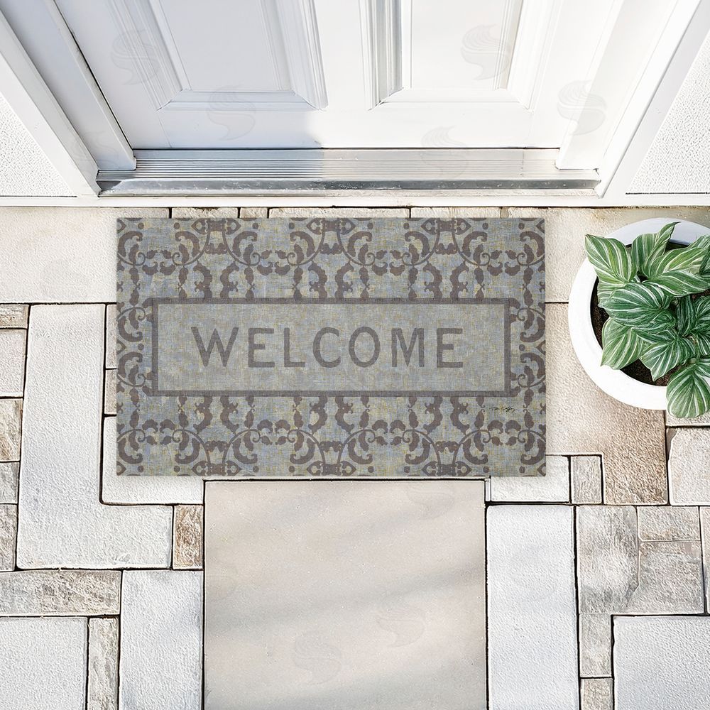 Tim Coffey Gray Vintage Pattern Welcome Unwoven Outdoor Door Mat