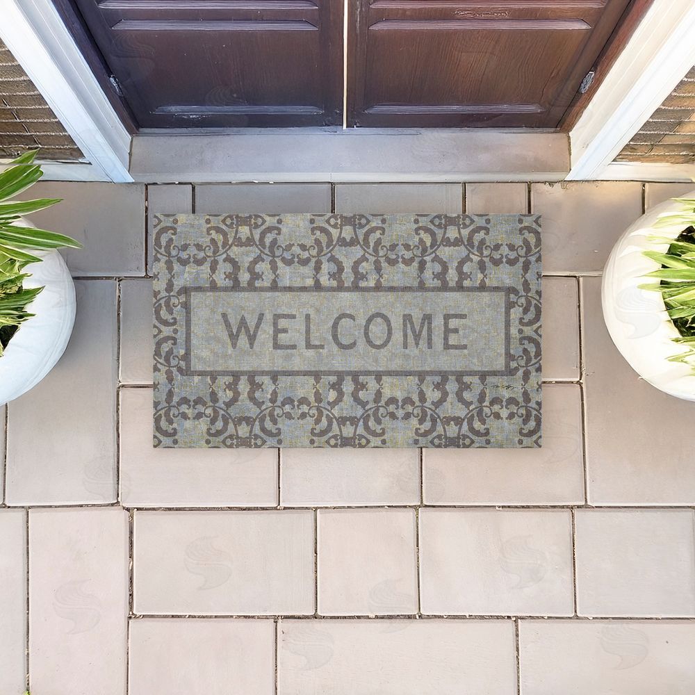 Tim Coffey Gray Vintage Pattern Welcome Unwoven Outdoor Door Mat