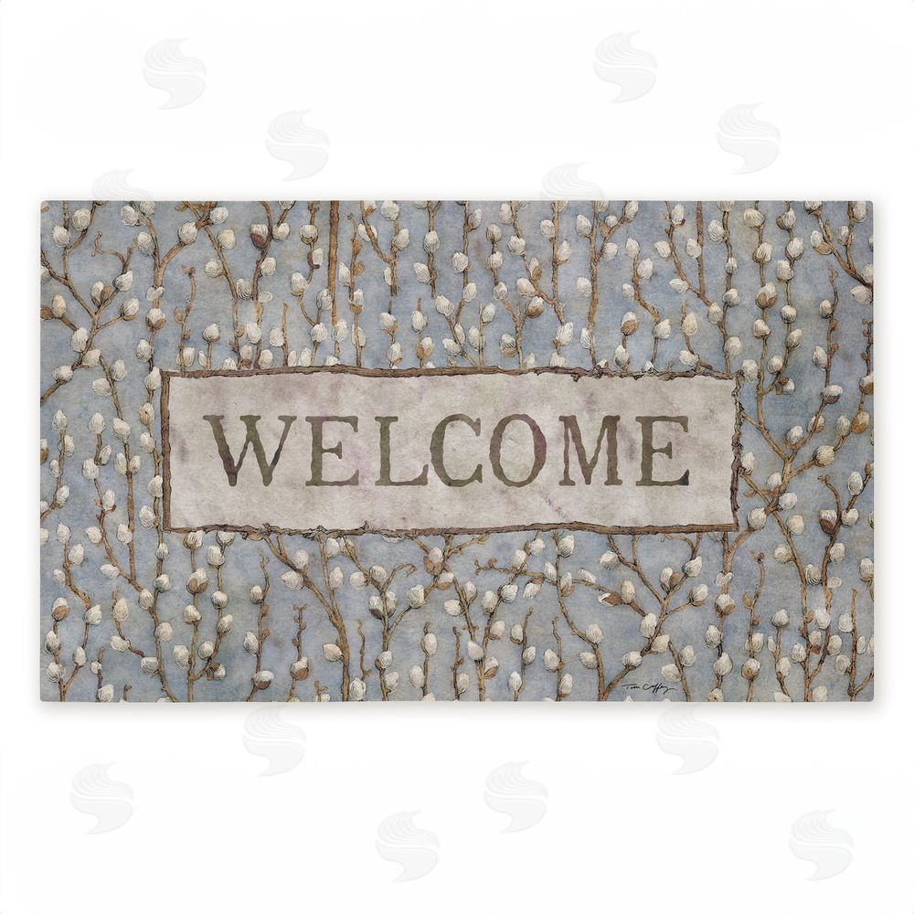 Tim Coffey Pussywillow Welcome Pattern Unwoven Outdoor Door Mat
