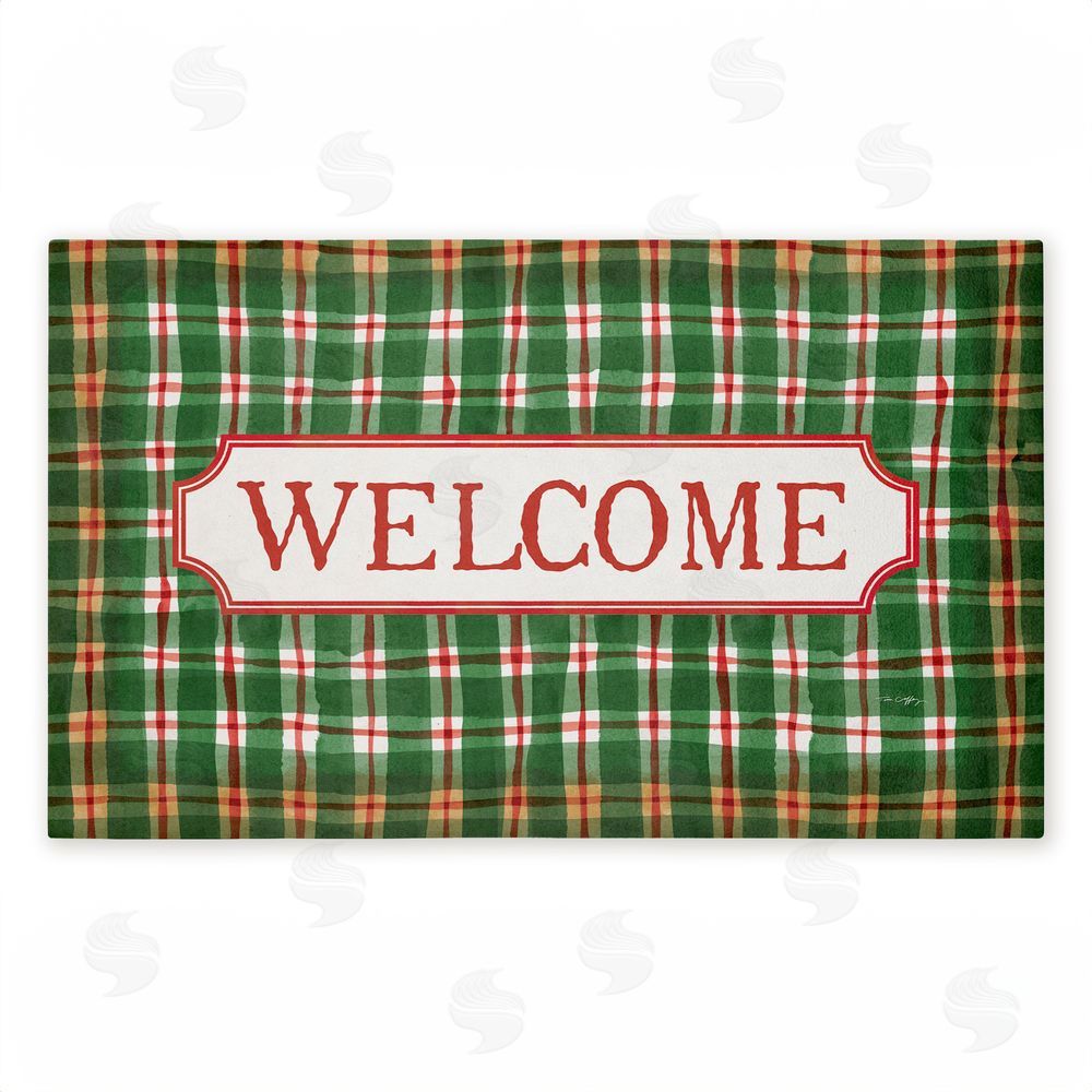 Tim Coffey Winter Plaid Cabin Welcome Unwoven Outdoor Door Mat