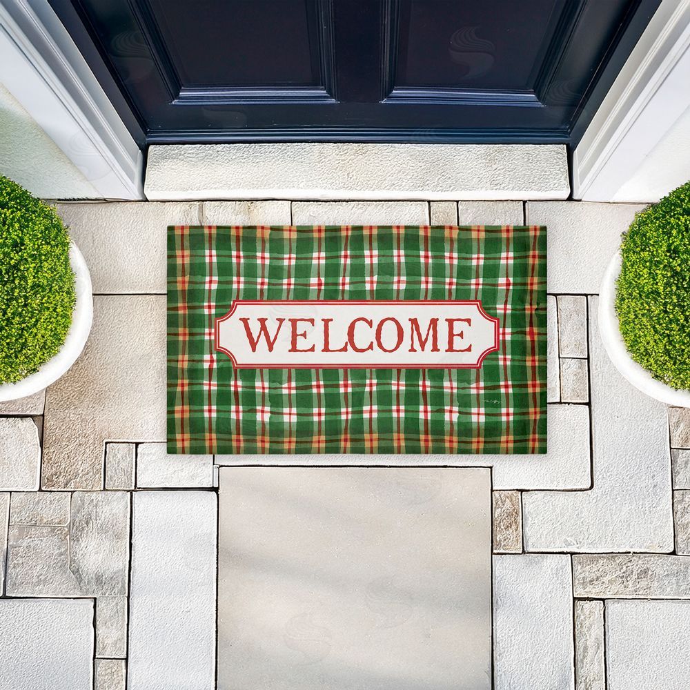 Tim Coffey Winter Plaid Cabin Welcome Unwoven Outdoor Door Mat