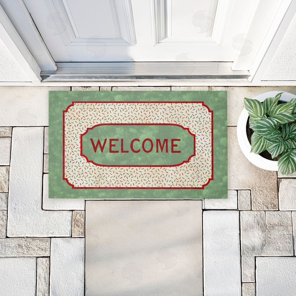 Tim Coffey Welcome Festive Sprinkles Pattern Unwoven Outdoor Door Mat