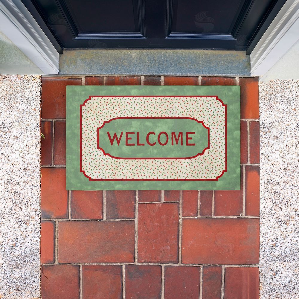 Tim Coffey Welcome Festive Sprinkles Pattern Unwoven Outdoor Door Mat