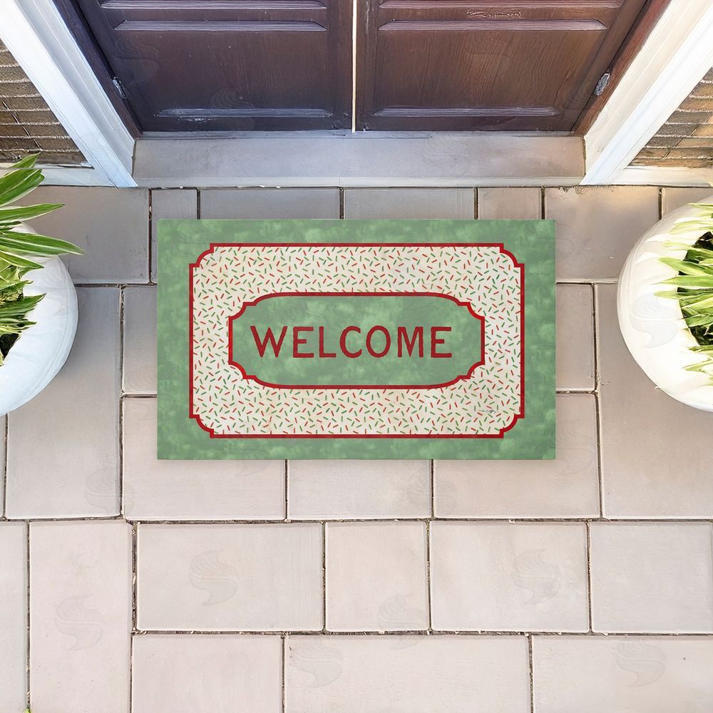 Tim Coffey Welcome Festive Sprinkles Pattern Unwoven Outdoor Door Mat