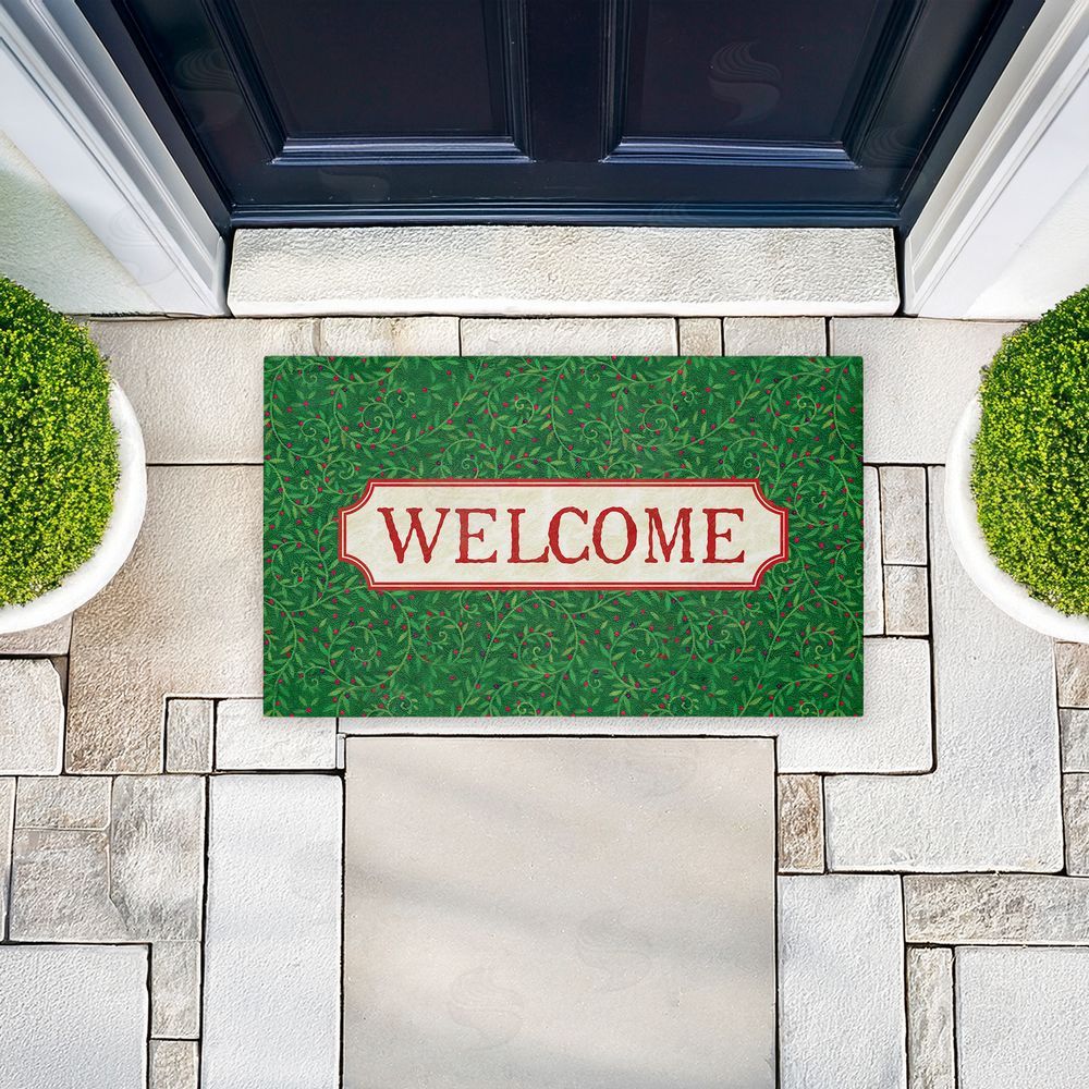 Tim Coffey Curled Ivy Vines Welcome Unwoven Outdoor Door Mat