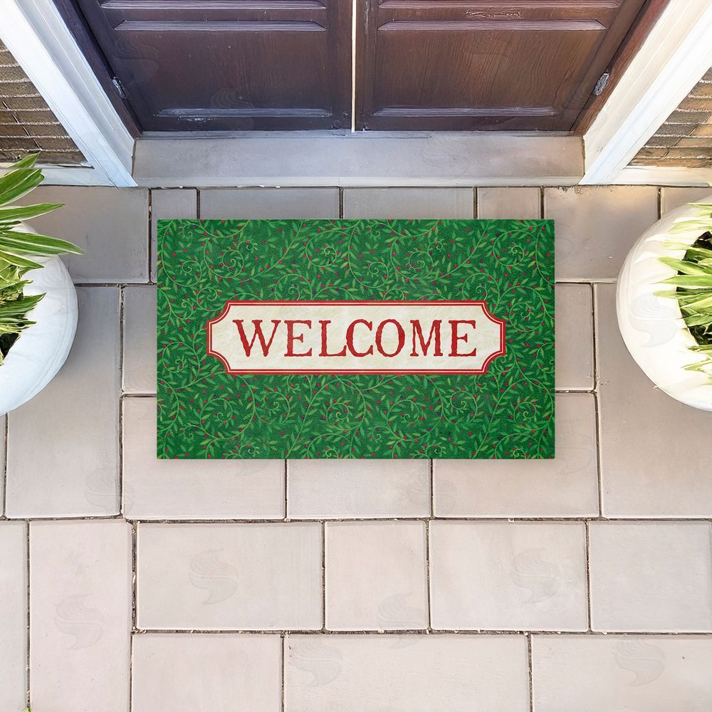 Tim Coffey Curled Ivy Vines Welcome Unwoven Outdoor Door Mat