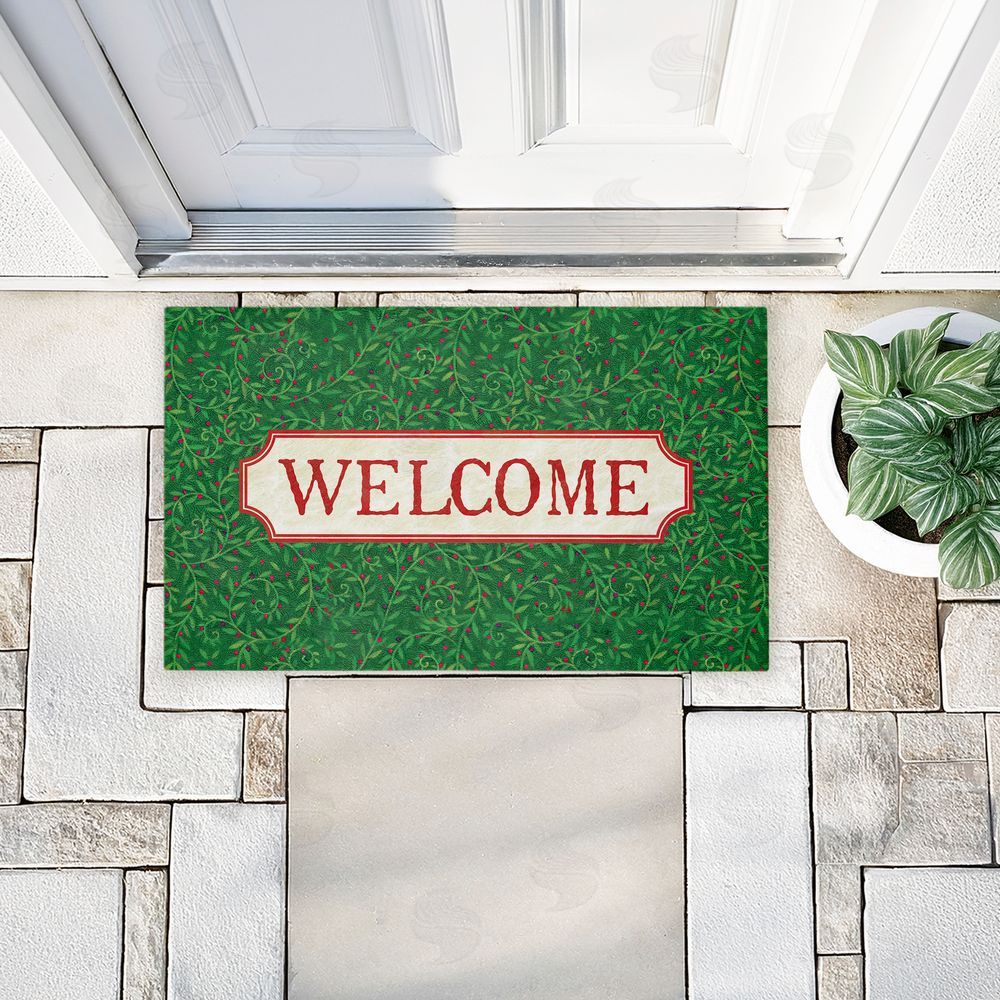 Tim Coffey Curled Ivy Vines Welcome Unwoven Outdoor Door Mat