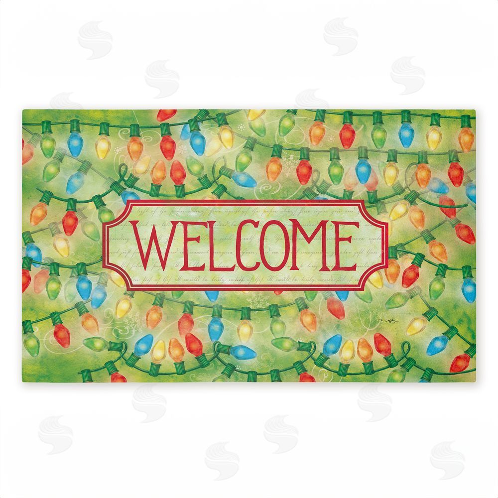 Tim Coffey Cheerful Holiday Lights Welcome Unwoven Outdoor Door Mat