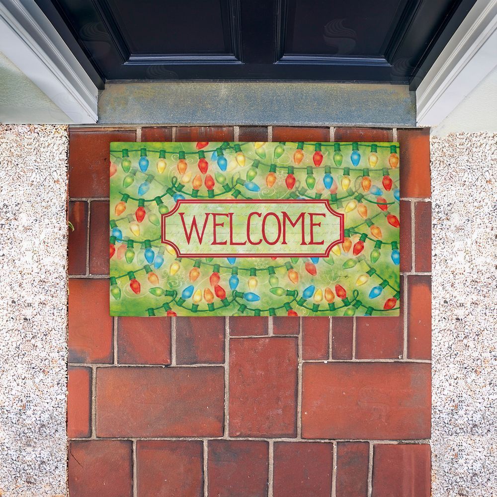 Tim Coffey Cheerful Holiday Lights Welcome Unwoven Outdoor Door Mat