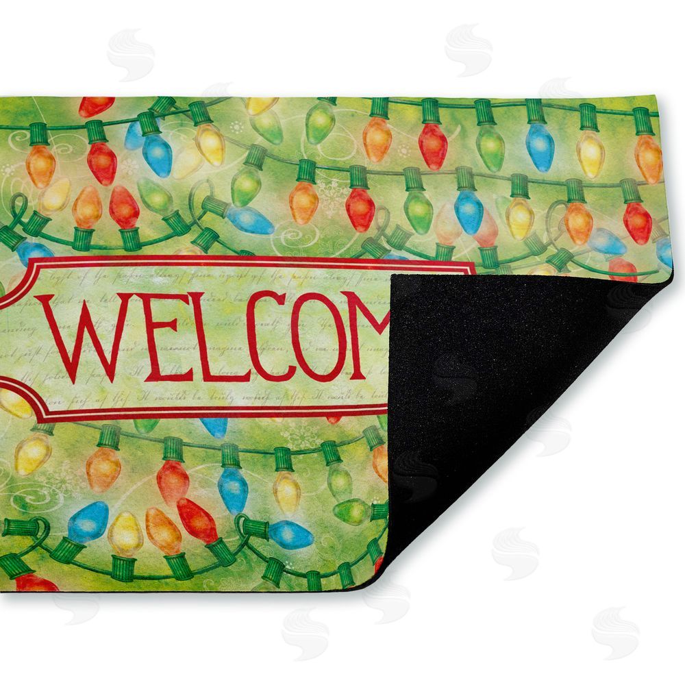 Tim Coffey Cheerful Holiday Lights Welcome Unwoven Outdoor Door Mat