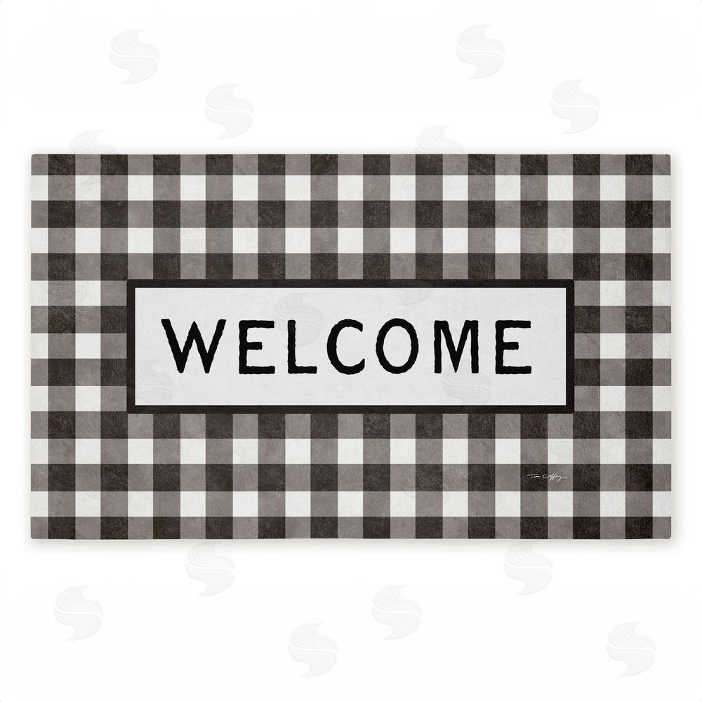 Tim Coffey Black Checkered Gingham Welcome Unwoven Outdoor Door Mat