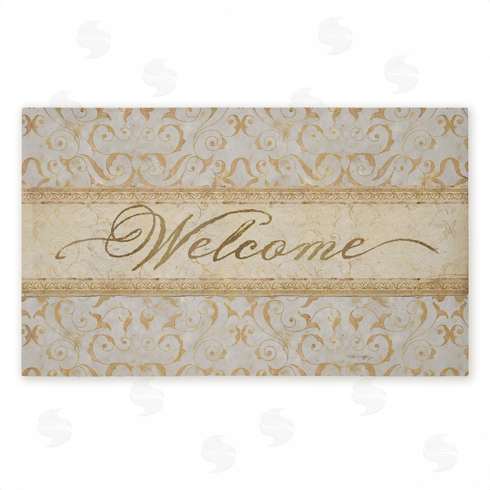 Tim Coffey Vintage Damask Neutrals Entry Unwoven Outdoor Door Mat