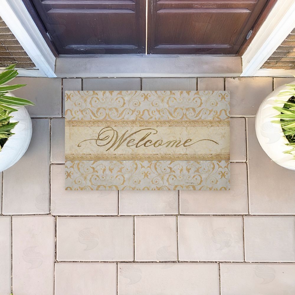 Tim Coffey Vintage Damask Neutrals Entry Unwoven Outdoor Door Mat