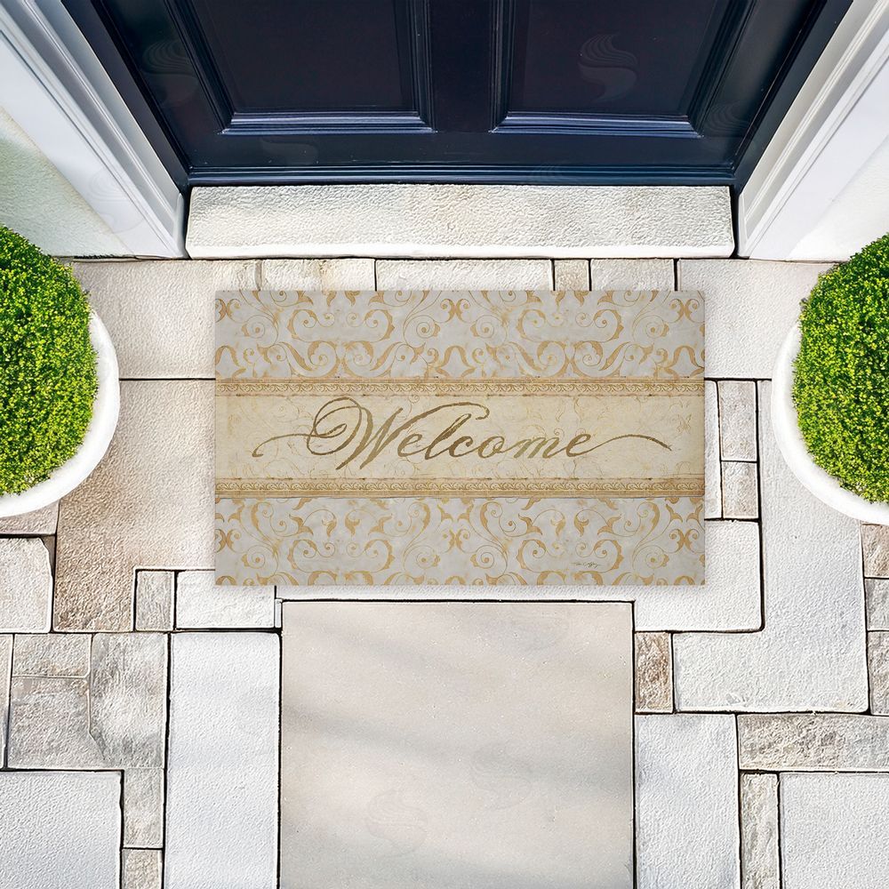 Tim Coffey Vintage Damask Neutrals Entry Unwoven Outdoor Door Mat