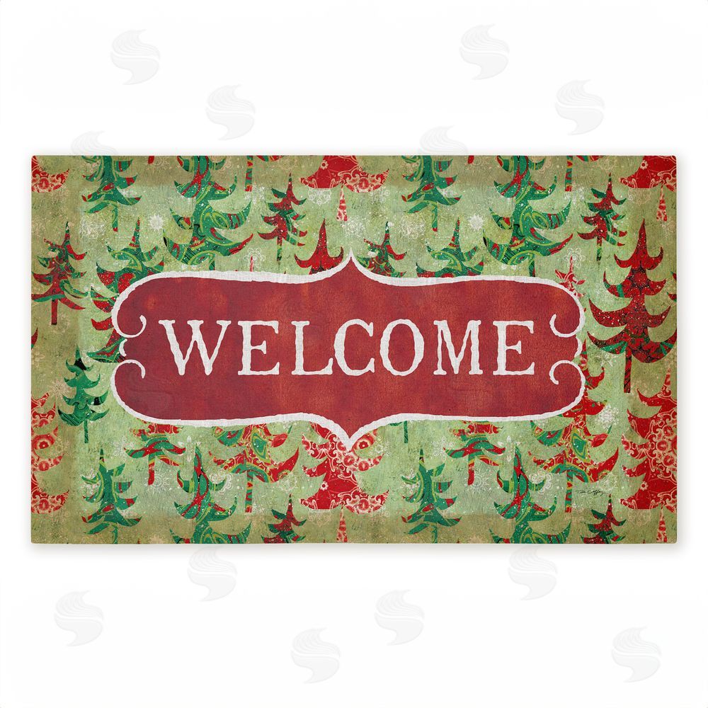 Tim Coffey Antique Welcome Whimsical Trees Unwoven Outdoor Door Mat