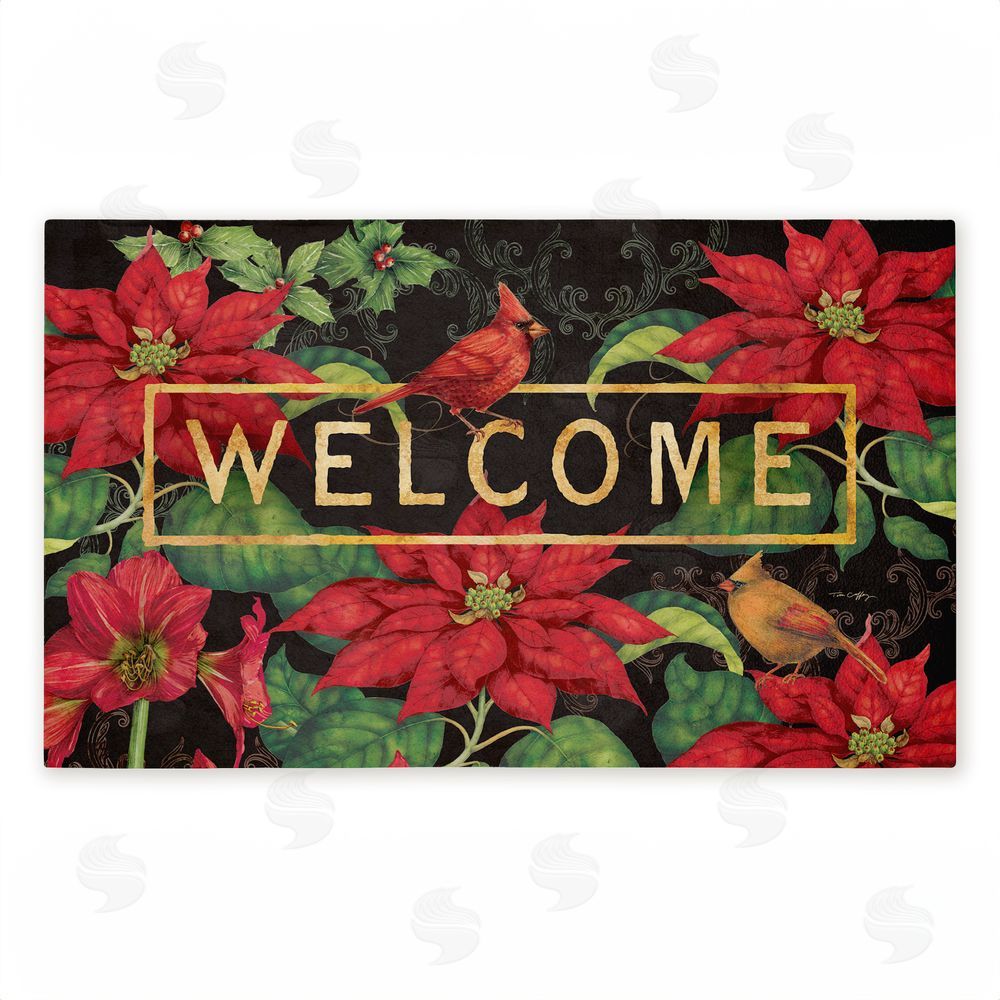 Tim Coffey Seasonal Poinsettia Welcome Unwoven Outdoor Door Mat
