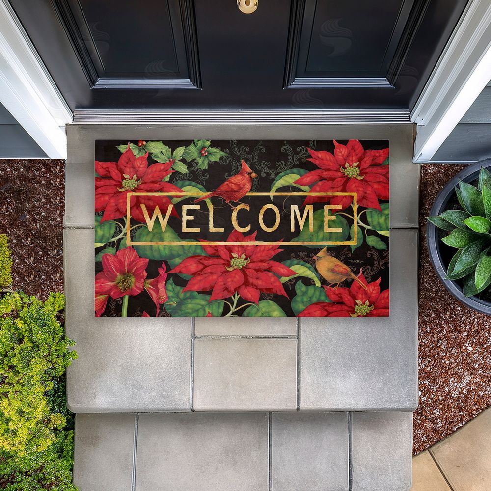 Tim Coffey Seasonal Poinsettia Welcome Unwoven Outdoor Door Mat