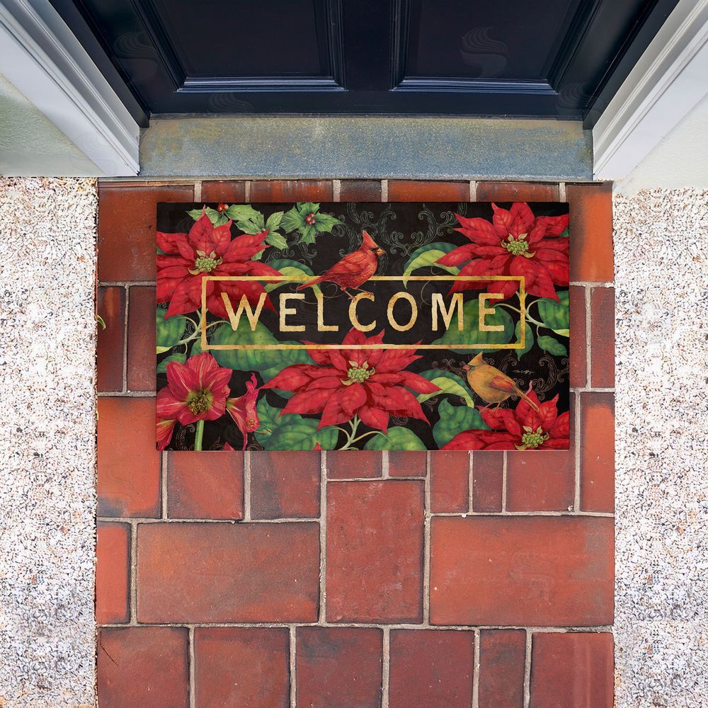 Tim Coffey Seasonal Poinsettia Welcome Unwoven Outdoor Door Mat