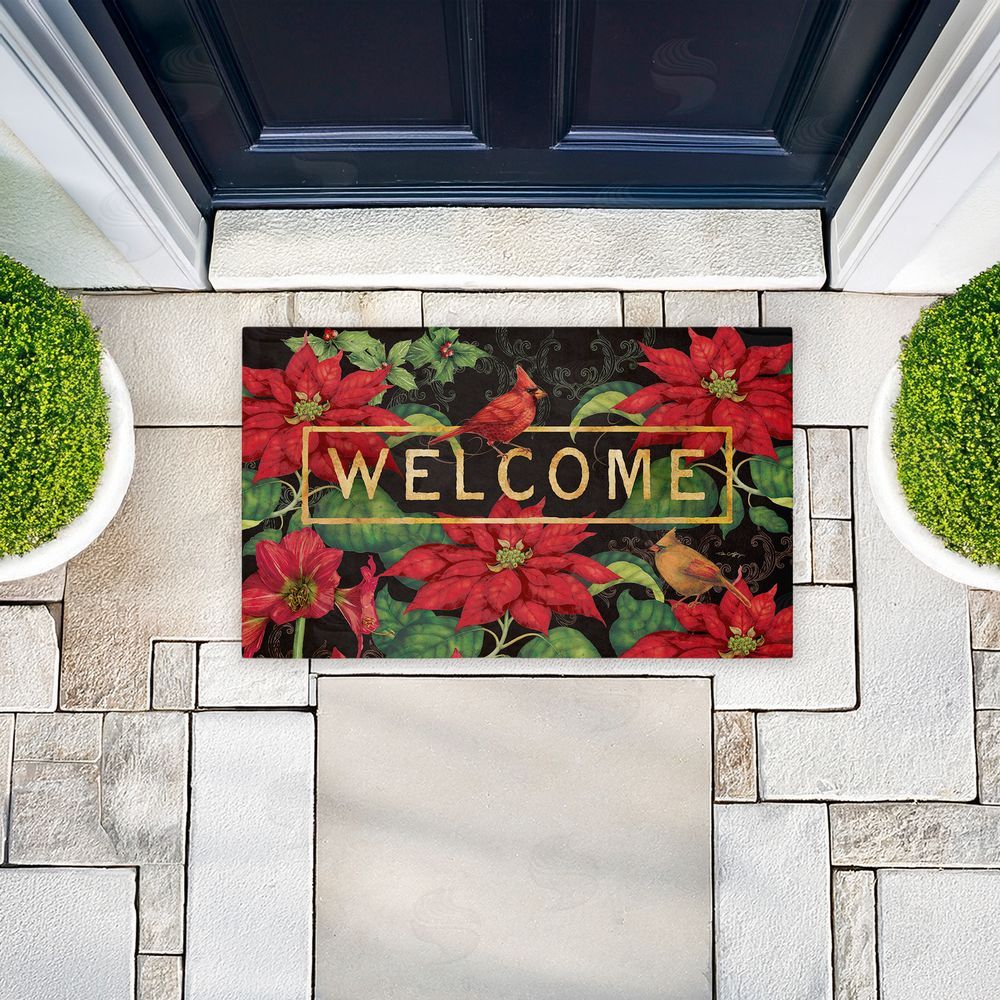 Tim Coffey Seasonal Poinsettia Welcome Unwoven Outdoor Door Mat