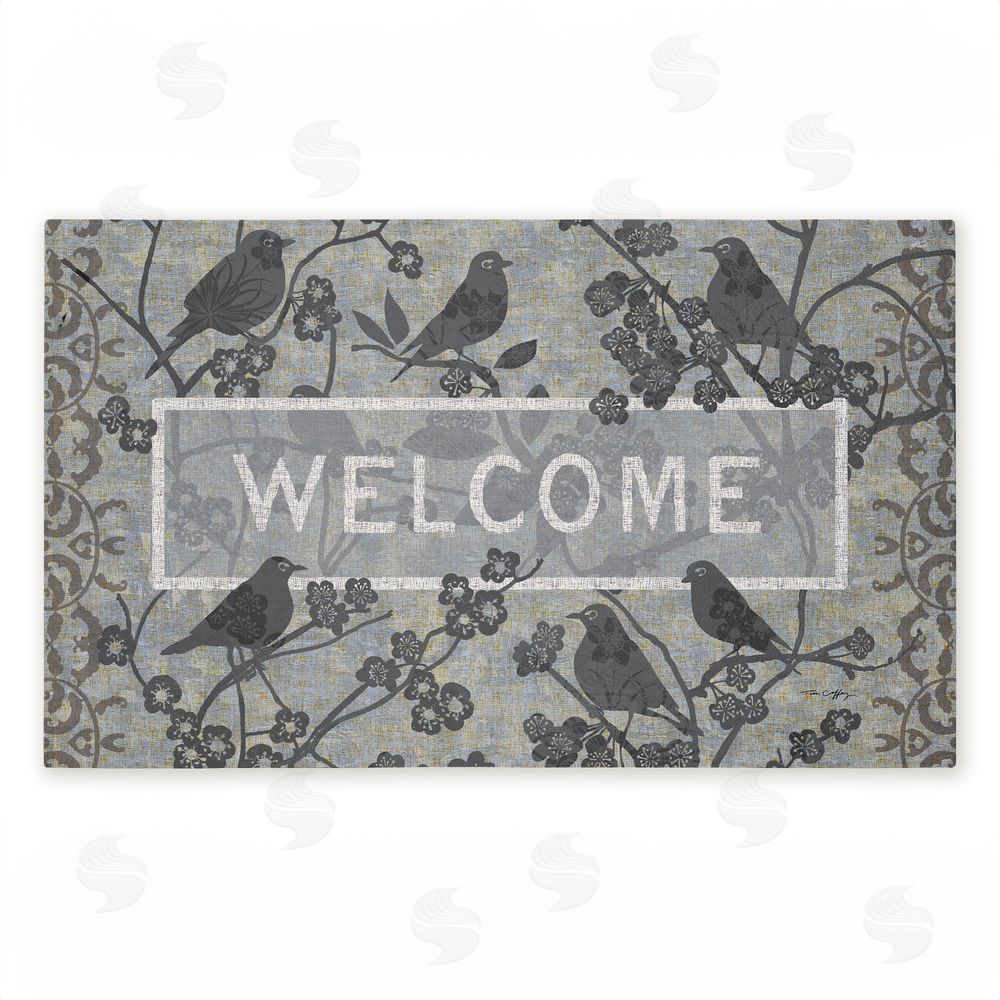 Tim Coffey Black Birds Welcome Unwoven Outdoor Door Mat