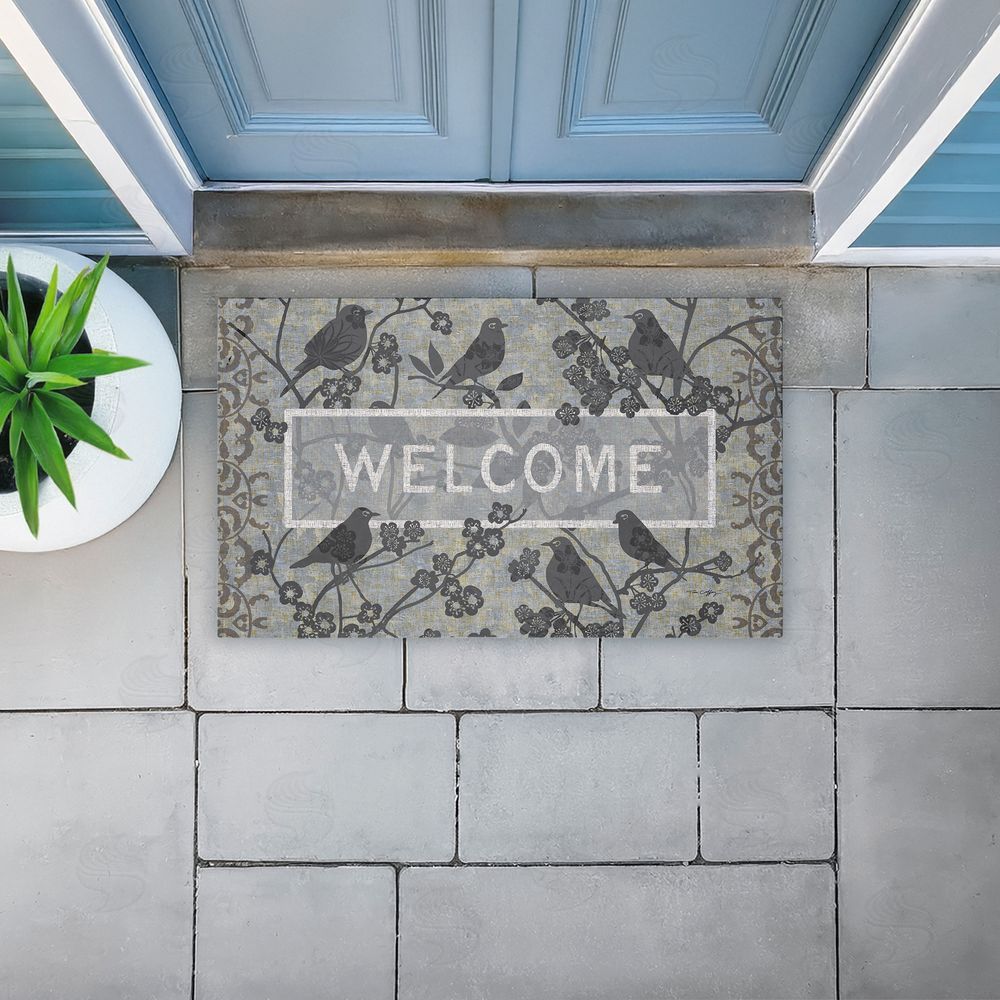 Tim Coffey Black Birds Welcome Unwoven Outdoor Door Mat