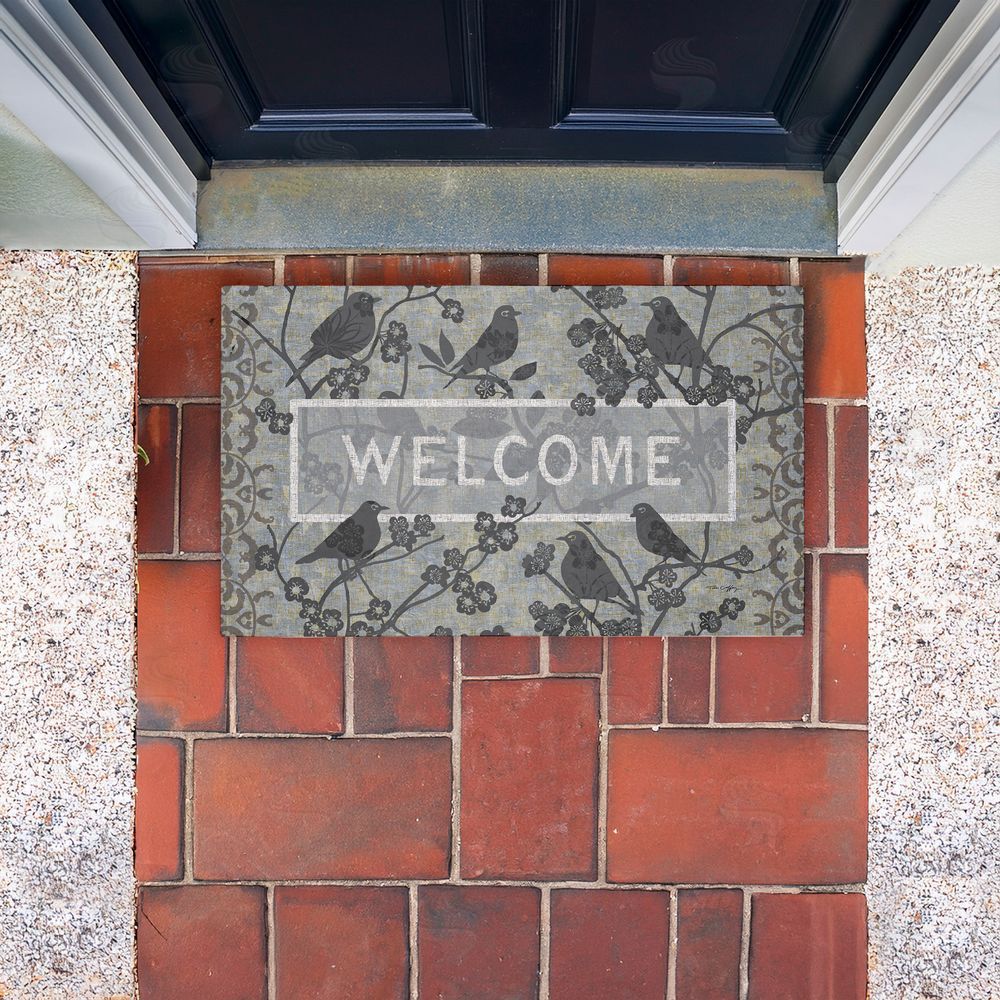 Tim Coffey Black Birds Welcome Unwoven Outdoor Door Mat