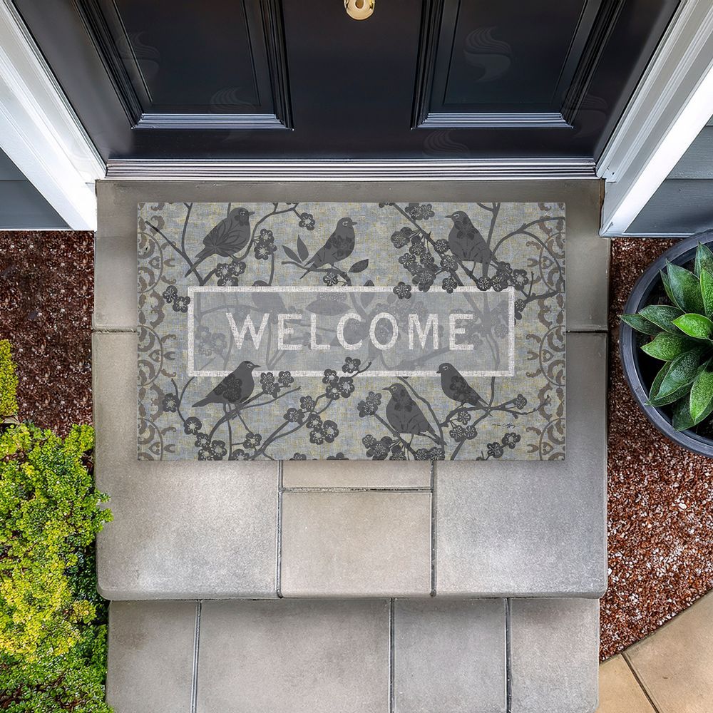 Tim Coffey Black Birds Welcome Unwoven Outdoor Door Mat