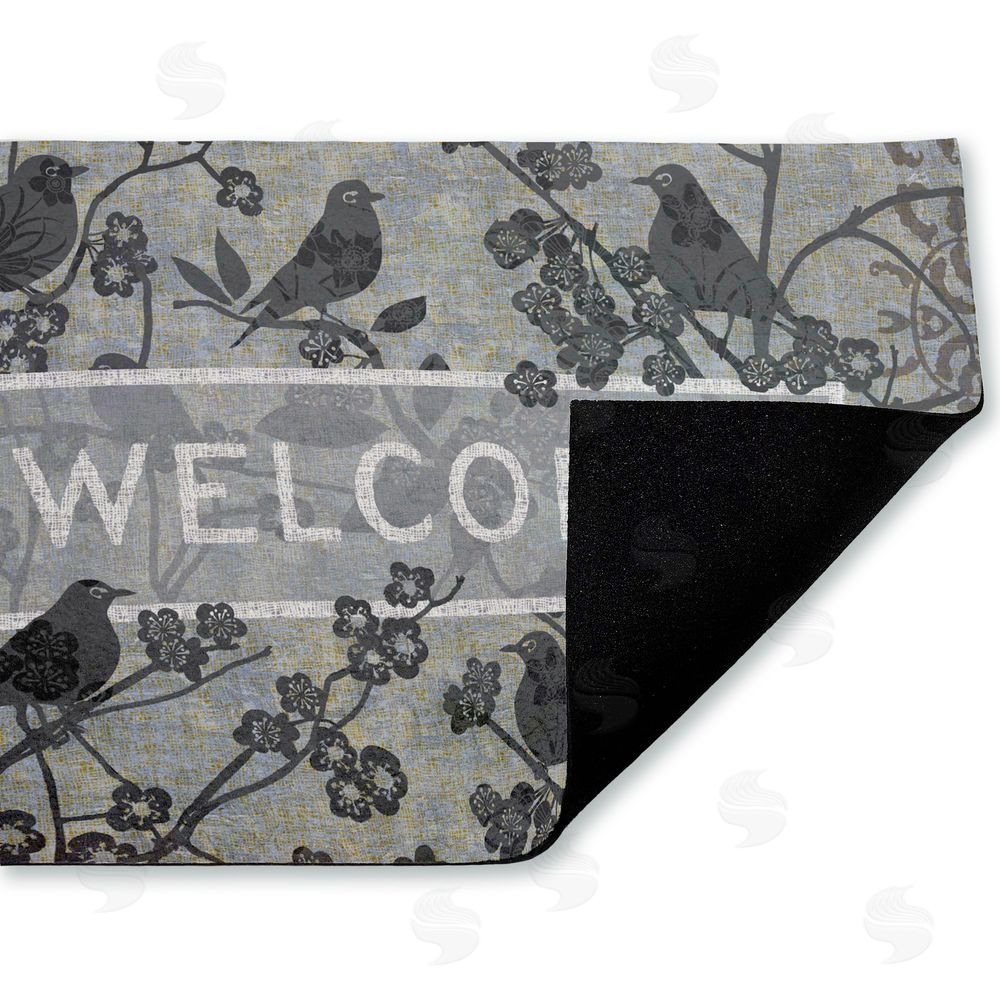 Tim Coffey Black Birds Welcome Unwoven Outdoor Door Mat