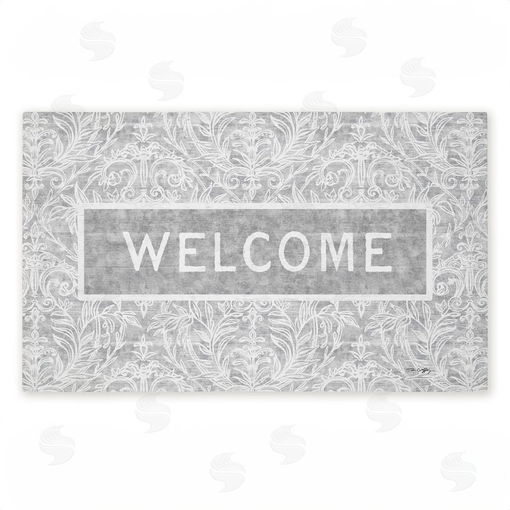 Tim Coffey Distressed Damask Welcome Unwoven Outdoor Door Mat